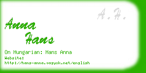 anna hans business card